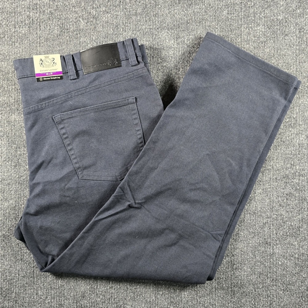 English Laundry Men's 40x29 Slimmer Straight Leg Pants Blue Stretch 5 Pocket NWT
